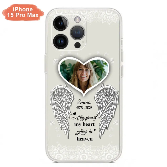 Custom Personalized Memorial Photo Phone Case -  Memorial Gift Idea For Family - A Big Piece Of My Heart Lives In Heaven - Case for iPhone/Samsung