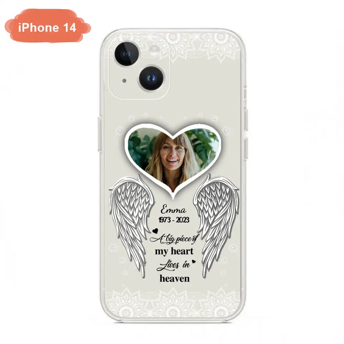 Custom Personalized Memorial Photo Phone Case -  Memorial Gift Idea For Family - A Big Piece Of My Heart Lives In Heaven - Case for iPhone/Samsung