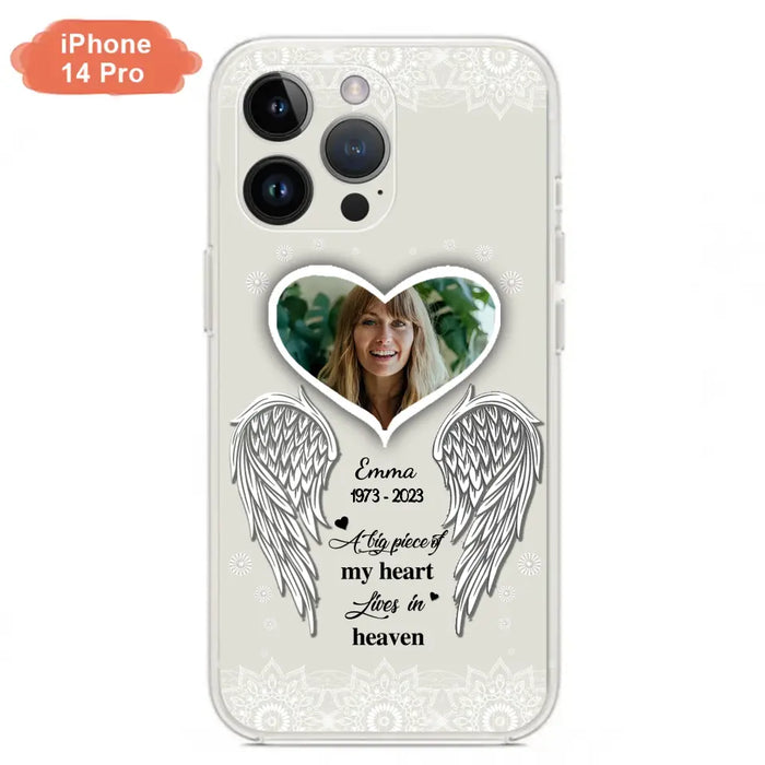 Custom Personalized Memorial Photo Phone Case -  Memorial Gift Idea For Family - A Big Piece Of My Heart Lives In Heaven - Case for iPhone/Samsung