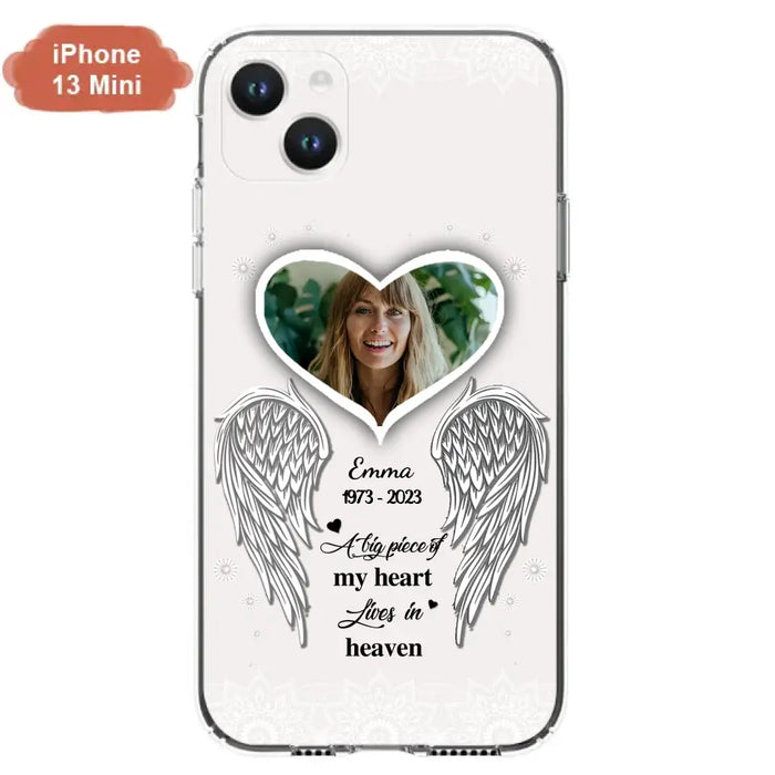 Custom Personalized Memorial Photo Phone Case -  Memorial Gift Idea For Family - A Big Piece Of My Heart Lives In Heaven - Case for iPhone/Samsung