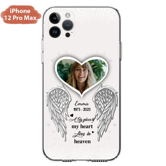 Custom Personalized Memorial Photo Phone Case -  Memorial Gift Idea For Family - A Big Piece Of My Heart Lives In Heaven - Case for iPhone/Samsung