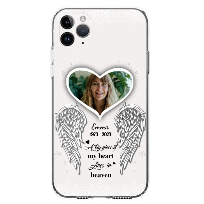 Custom Personalized Memorial Photo Phone Case -  Memorial Gift Idea For Family - A Big Piece Of My Heart Lives In Heaven - Case for iPhone/Samsung