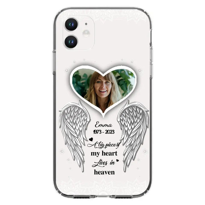 Custom Personalized Memorial Photo Phone Case -  Memorial Gift Idea For Family - A Big Piece Of My Heart Lives In Heaven - Case for iPhone/Samsung