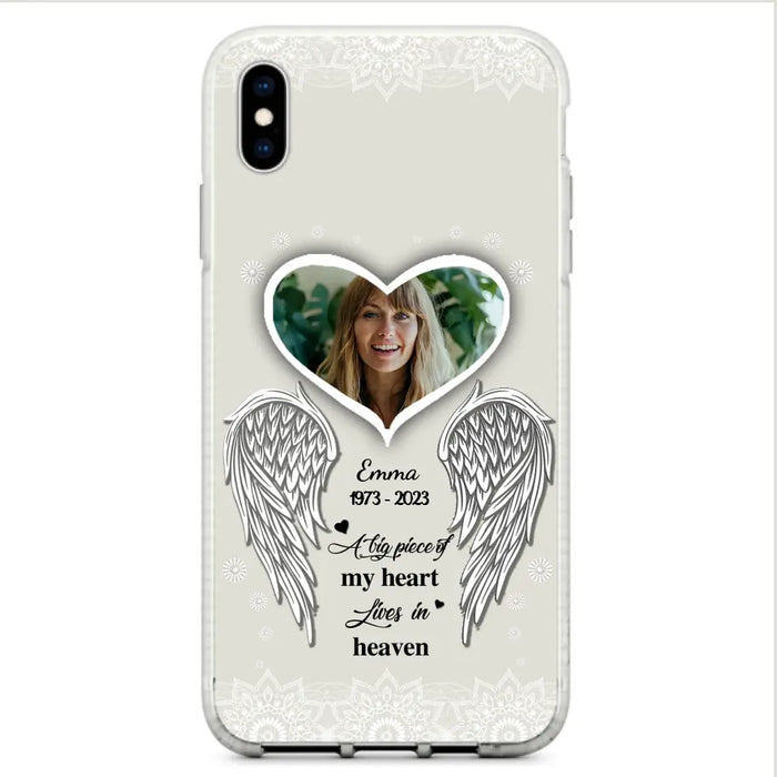 Custom Personalized Memorial Photo Phone Case -  Memorial Gift Idea For Family - A Big Piece Of My Heart Lives In Heaven - Case for iPhone/Samsung