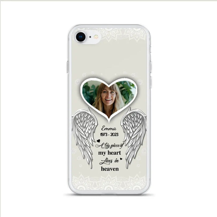 Custom Personalized Memorial Photo Phone Case -  Memorial Gift Idea For Family - A Big Piece Of My Heart Lives In Heaven - Case for iPhone/Samsung