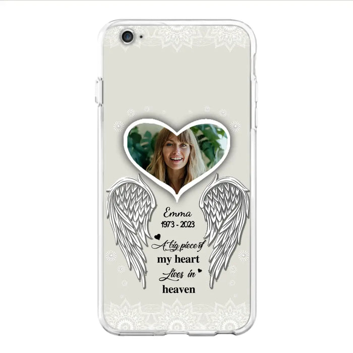 Custom Personalized Memorial Photo Phone Case -  Memorial Gift Idea For Family - A Big Piece Of My Heart Lives In Heaven - Case for iPhone/Samsung