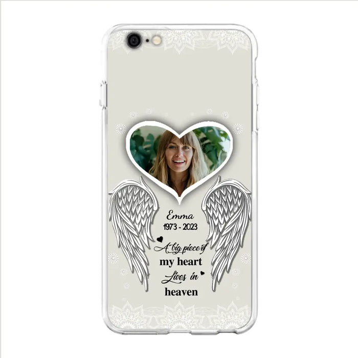 Custom Personalized Memorial Photo Phone Case -  Memorial Gift Idea For Family - A Big Piece Of My Heart Lives In Heaven - Case for iPhone/Samsung