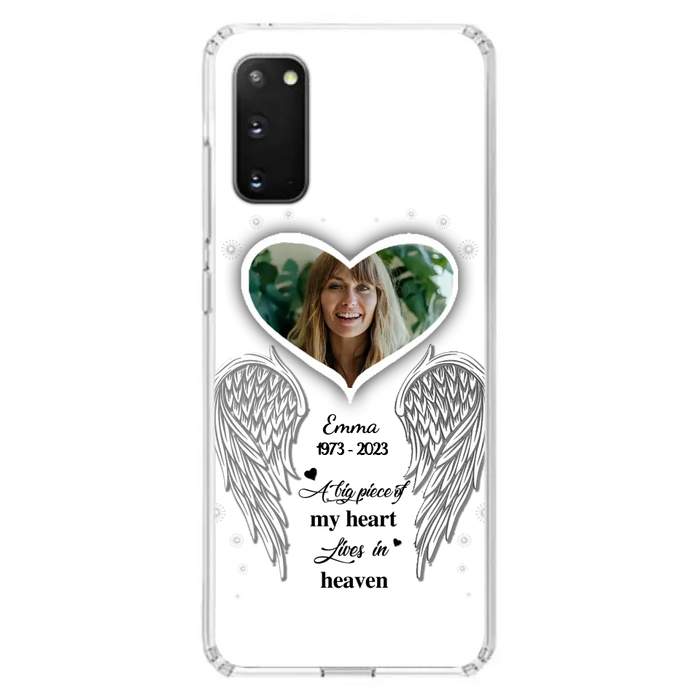 Custom Personalized Memorial Photo Phone Case -  Memorial Gift Idea For Family - A Big Piece Of My Heart Lives In Heaven - Case for iPhone/Samsung