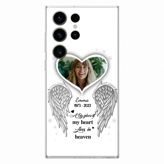 Custom Personalized Memorial Photo Phone Case -  Memorial Gift Idea For Family - A Big Piece Of My Heart Lives In Heaven - Case for iPhone/Samsung