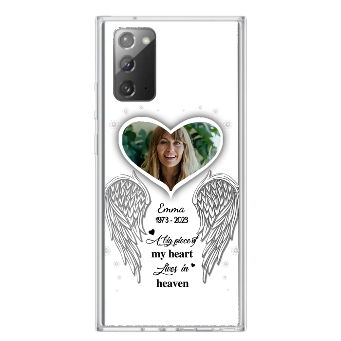 Custom Personalized Memorial Photo Phone Case -  Memorial Gift Idea For Family - A Big Piece Of My Heart Lives In Heaven - Case for iPhone/Samsung