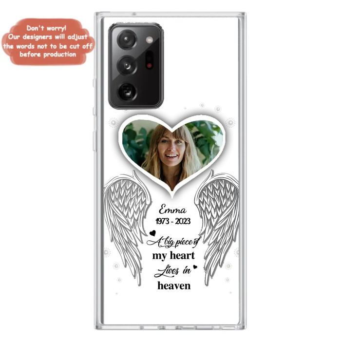 Custom Personalized Memorial Photo Phone Case -  Memorial Gift Idea For Family - A Big Piece Of My Heart Lives In Heaven - Case for iPhone/Samsung