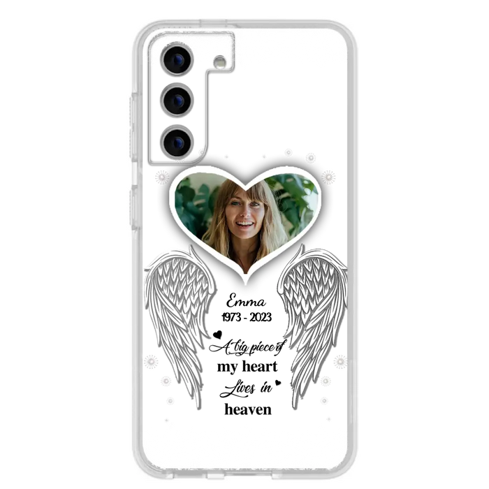 Custom Personalized Memorial Photo Phone Case -  Memorial Gift Idea For Family - A Big Piece Of My Heart Lives In Heaven - Case for iPhone/Samsung