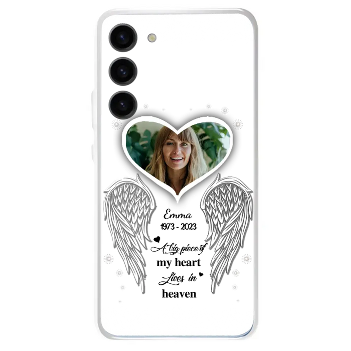 Custom Personalized Memorial Photo Phone Case -  Memorial Gift Idea For Family - A Big Piece Of My Heart Lives In Heaven - Case for iPhone/Samsung