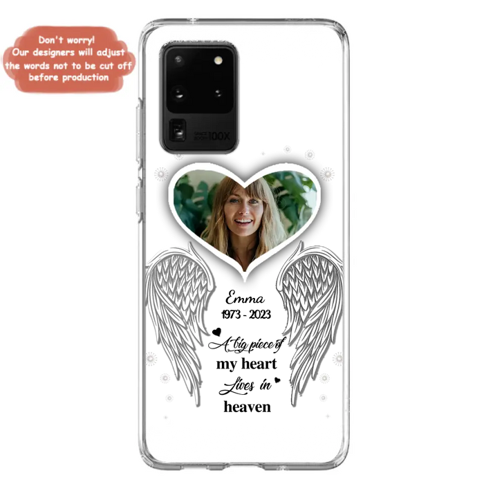 Custom Personalized Memorial Photo Phone Case -  Memorial Gift Idea For Family - A Big Piece Of My Heart Lives In Heaven - Case for iPhone/Samsung