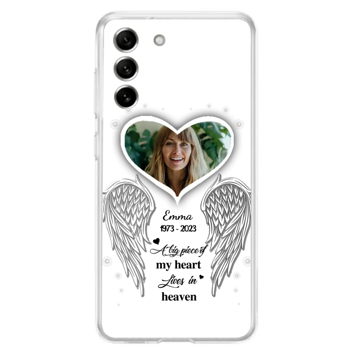 Custom Personalized Memorial Photo Phone Case -  Memorial Gift Idea For Family - A Big Piece Of My Heart Lives In Heaven - Case for iPhone/Samsung