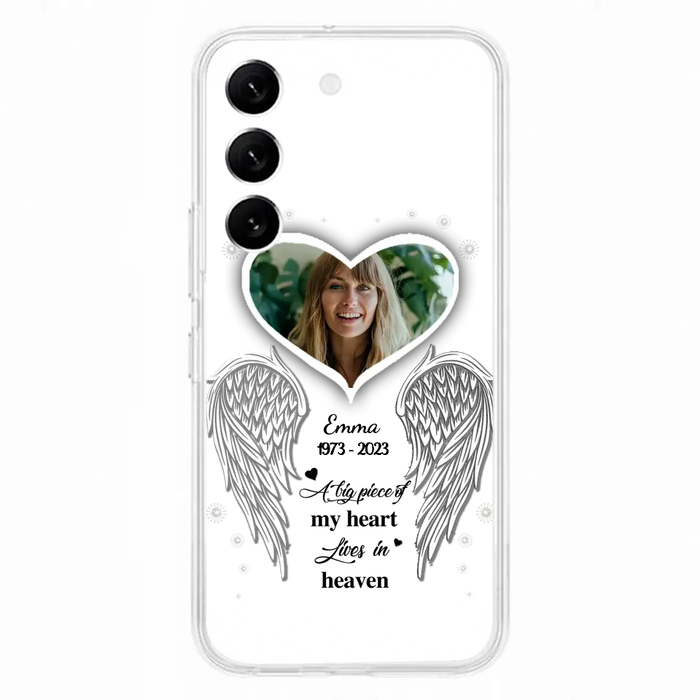 Custom Personalized Memorial Photo Phone Case -  Memorial Gift Idea For Family - A Big Piece Of My Heart Lives In Heaven - Case for iPhone/Samsung