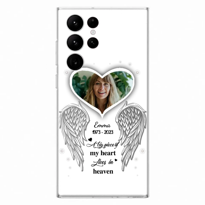 Custom Personalized Memorial Photo Phone Case -  Memorial Gift Idea For Family - A Big Piece Of My Heart Lives In Heaven - Case for iPhone/Samsung