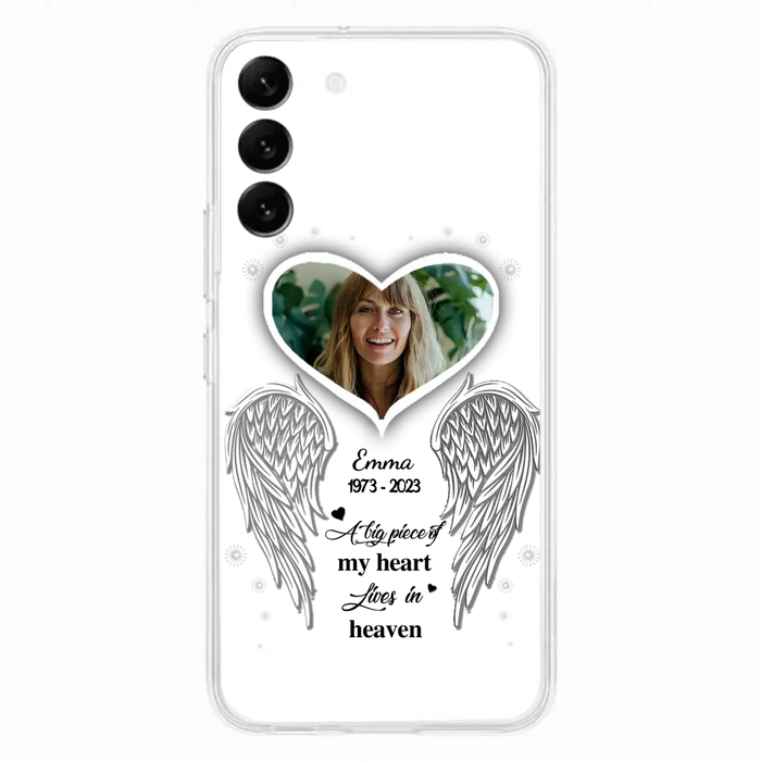 Custom Personalized Memorial Photo Phone Case -  Memorial Gift Idea For Family - A Big Piece Of My Heart Lives In Heaven - Case for iPhone/Samsung