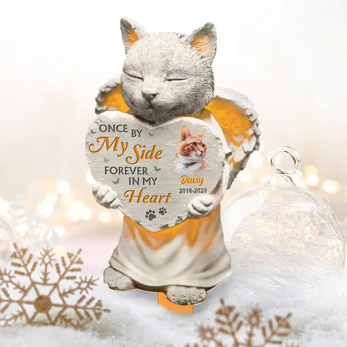 Custom Personalized Memorial Cat Tree Topper - Upload Photo - Christmas Memorial Gift Idea for Cat Owners - Once By My Side Forever In My Heart
