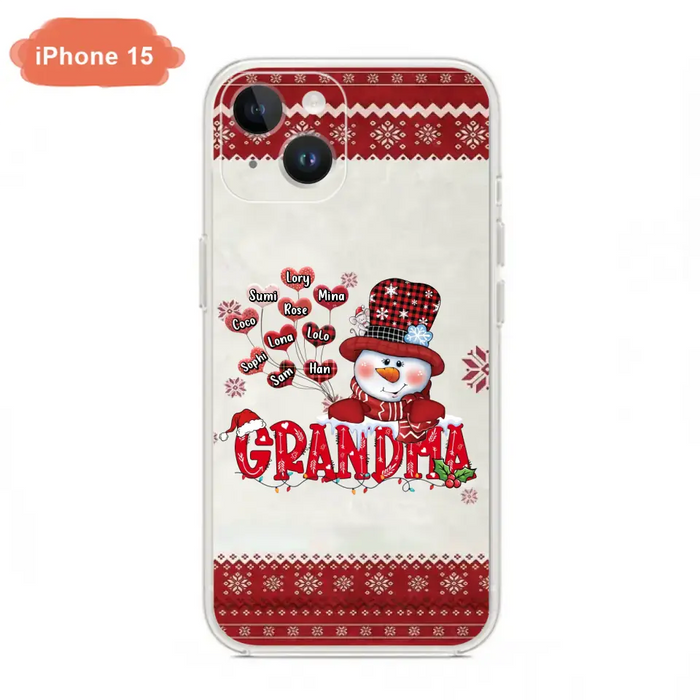 Personalized Snowman Grandma Phone Case - Christmas Gift Idea For Grandma - Up to 10 Kids - Case For iPhone/Samsung