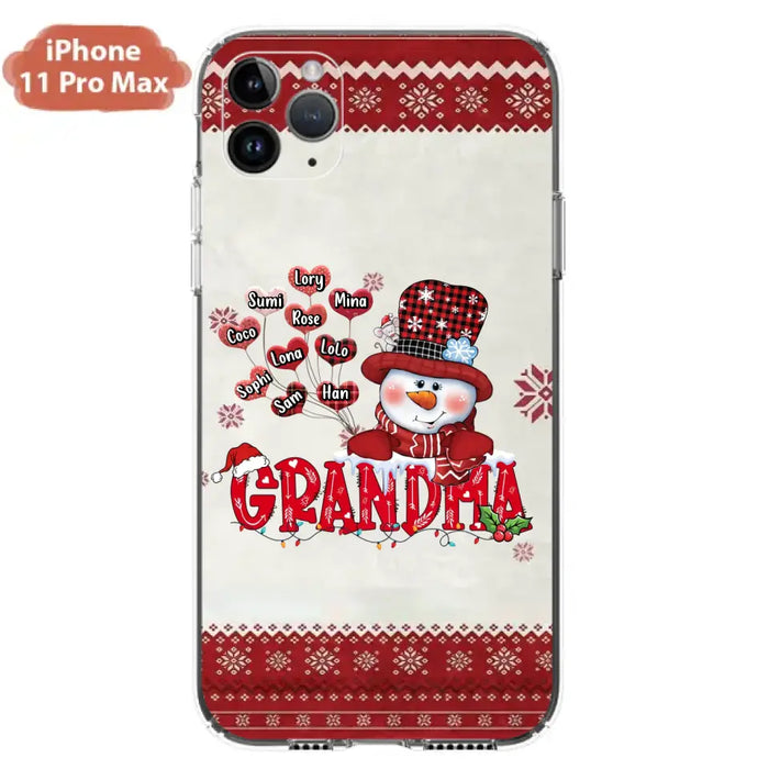 Personalized Snowman Grandma Phone Case - Christmas Gift Idea For Grandma - Up to 10 Kids - Case For iPhone/Samsung