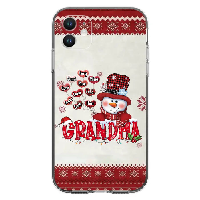 Personalized Snowman Grandma Phone Case - Christmas Gift Idea For Grandma - Up to 10 Kids - Case For iPhone/Samsung