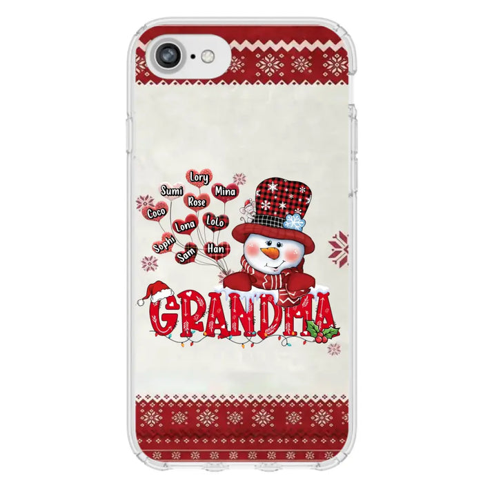 Personalized Snowman Grandma Phone Case - Christmas Gift Idea For Grandma - Up to 10 Kids - Case For iPhone/Samsung