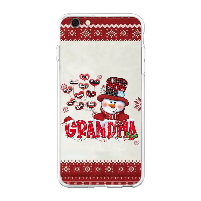 Personalized Snowman Grandma Phone Case - Christmas Gift Idea For Grandma - Up to 10 Kids - Case For iPhone/Samsung