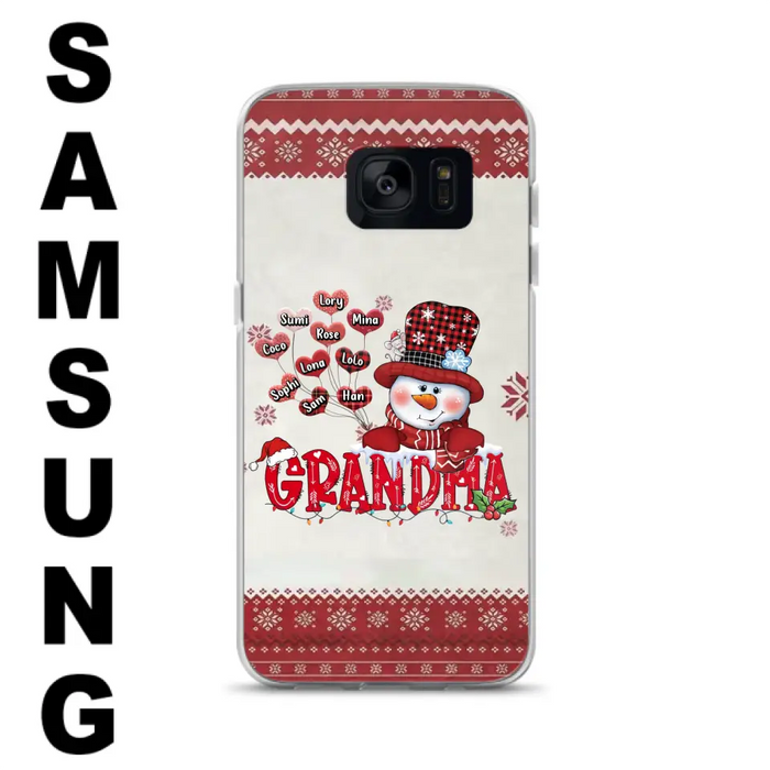 Personalized Snowman Grandma Phone Case - Christmas Gift Idea For Grandma - Up to 10 Kids - Case For iPhone/Samsung