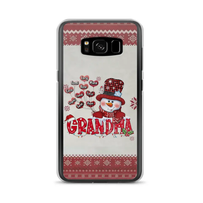 Personalized Snowman Grandma Phone Case - Christmas Gift Idea For Grandma - Up to 10 Kids - Case For iPhone/Samsung