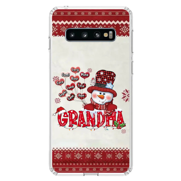 Personalized Snowman Grandma Phone Case - Christmas Gift Idea For Grandma - Up to 10 Kids - Case For iPhone/Samsung