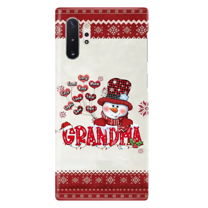 Personalized Snowman Grandma Phone Case - Christmas Gift Idea For Grandma - Up to 10 Kids - Case For iPhone/Samsung