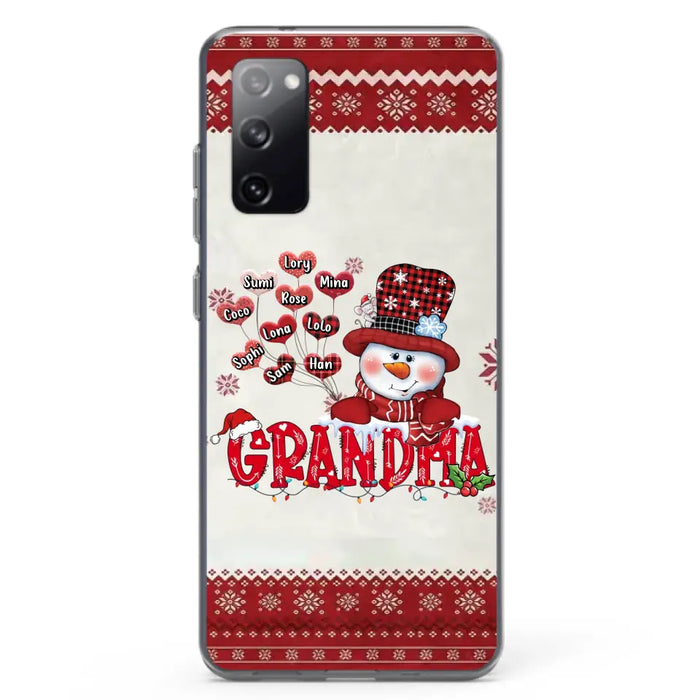 Personalized Snowman Grandma Phone Case - Christmas Gift Idea For Grandma - Up to 10 Kids - Case For iPhone/Samsung