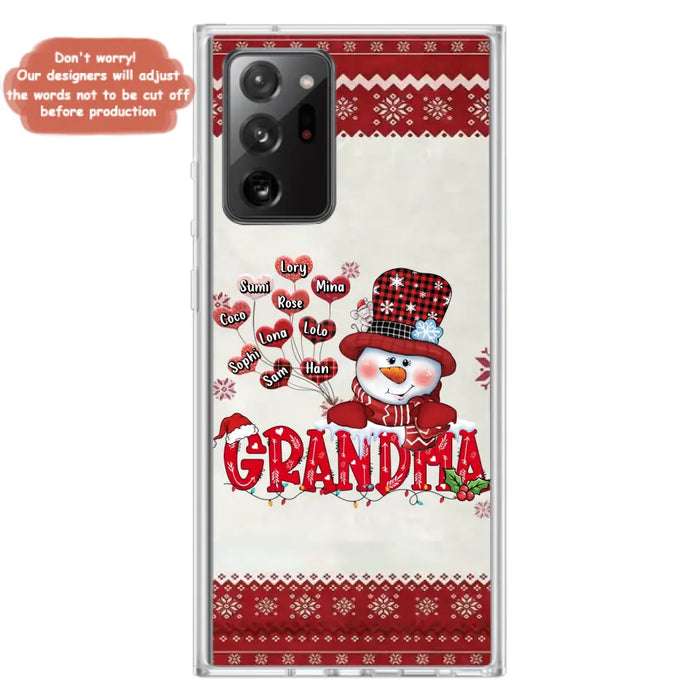 Personalized Snowman Grandma Phone Case - Christmas Gift Idea For Grandma - Up to 10 Kids - Case For iPhone/Samsung