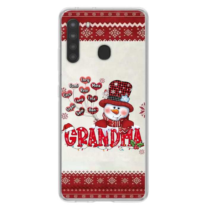 Personalized Snowman Grandma Phone Case - Christmas Gift Idea For Grandma - Up to 10 Kids - Case For iPhone/Samsung