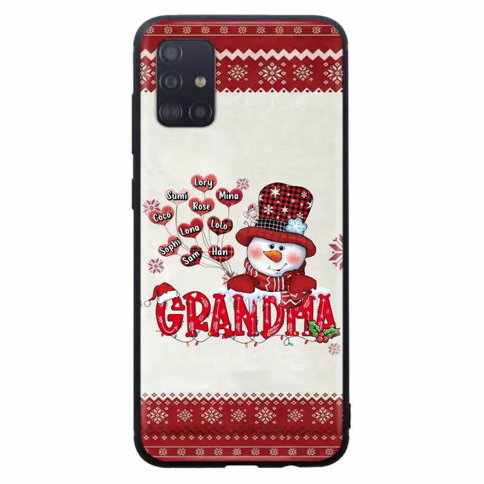 Personalized Snowman Grandma Phone Case - Christmas Gift Idea For Grandma - Up to 10 Kids - Case For iPhone/Samsung