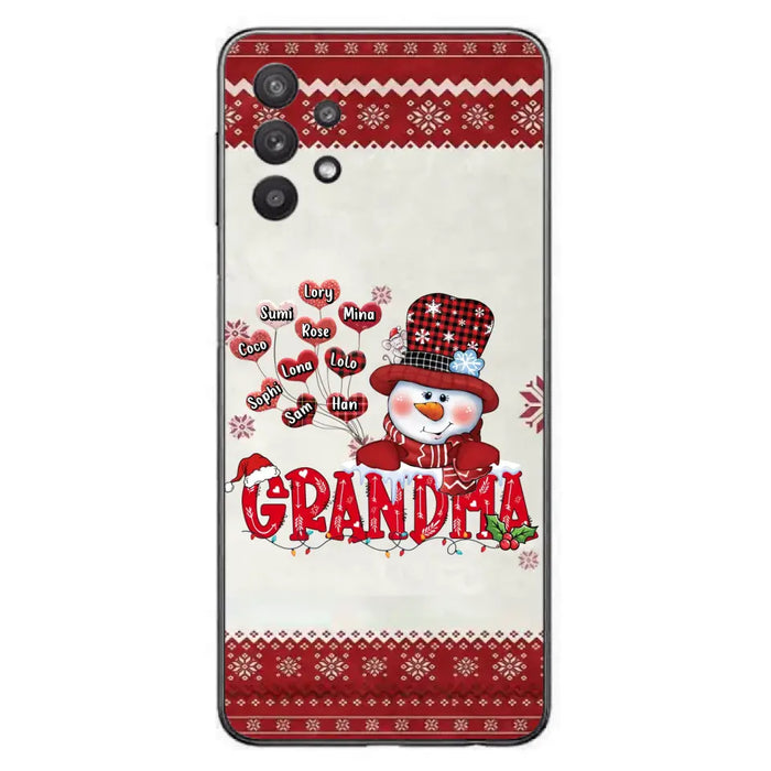 Personalized Snowman Grandma Phone Case - Christmas Gift Idea For Grandma - Up to 10 Kids - Case For iPhone/Samsung