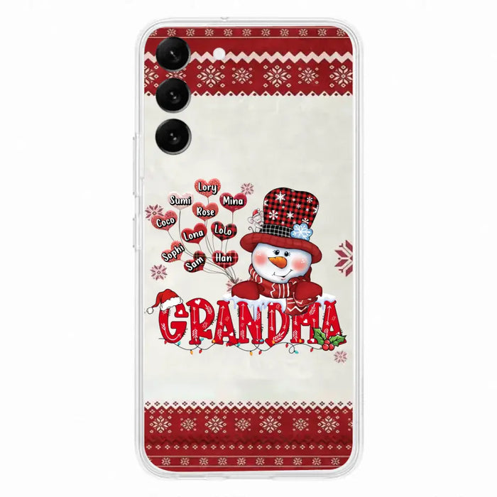 Personalized Snowman Grandma Phone Case - Christmas Gift Idea For Grandma - Up to 10 Kids - Case For iPhone/Samsung