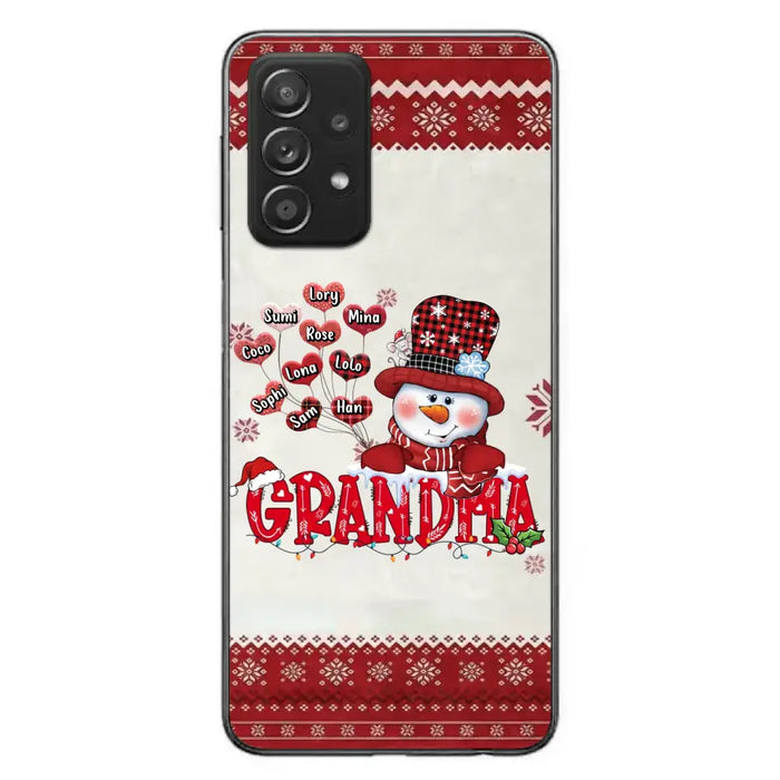 Personalized Snowman Grandma Phone Case - Christmas Gift Idea For Grandma - Up to 10 Kids - Case For iPhone/Samsung