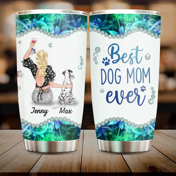 Personalized Dog Mom Tumbler - Up to 4 Dogs - Gift Idea For Dog Owners - Best Dog Mom Ever