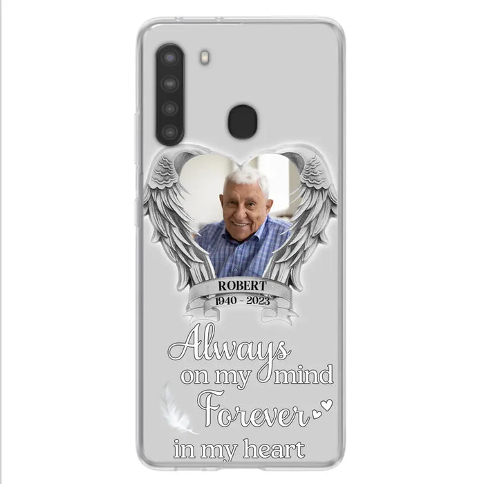 Custom Personalized Memorial Phone Case - Upload Photo - Memorial Gift Idea For Family Member - Always On My Mind Forever In My Heart