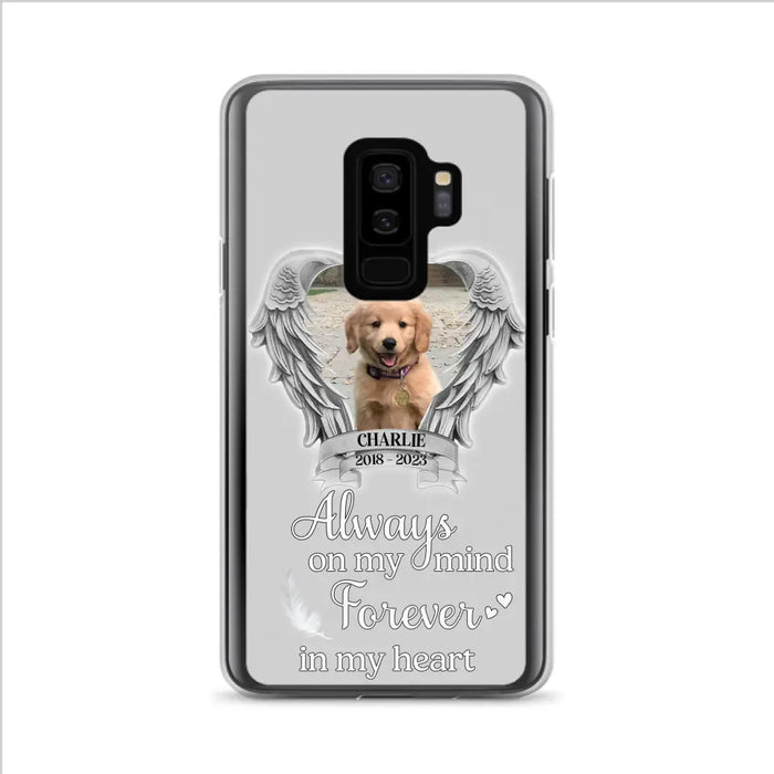 Personalized Memorial Phone Case - Upload Photo - Memorial Gift Idea For Pet Lover - Always On My Mind Forever In My Heart - Case For iPhone/Samsung