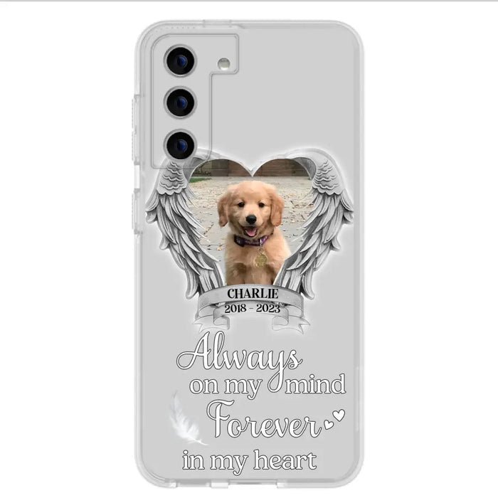 Personalized Memorial Phone Case - Upload Photo - Memorial Gift Idea For Pet Lover - Always On My Mind Forever In My Heart - Case For iPhone/Samsung