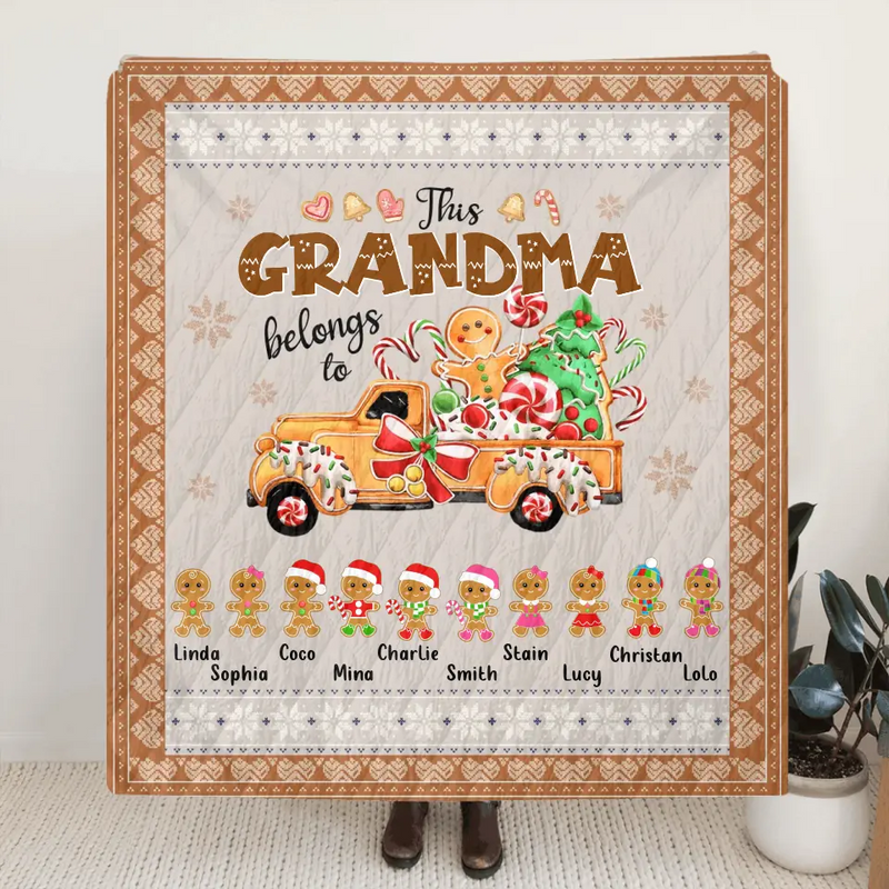 Personalized Grandma's Cookies Christmas Fleece Throw Blanket/Quilt - Gift Idea For Grandma/Mom - Up to 10 Kids - This Grandma Belongs To