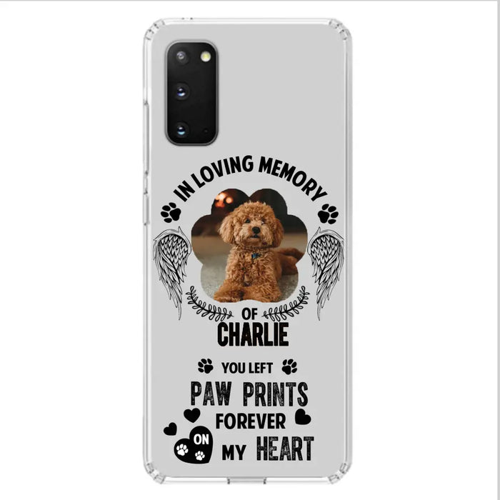 Personalized Memorial Phone Case - Upload Photo - Memorial Gift Idea For Pet Lover - You Left Paw Prints Forever On My Heart - Case For iPhone/Samsung