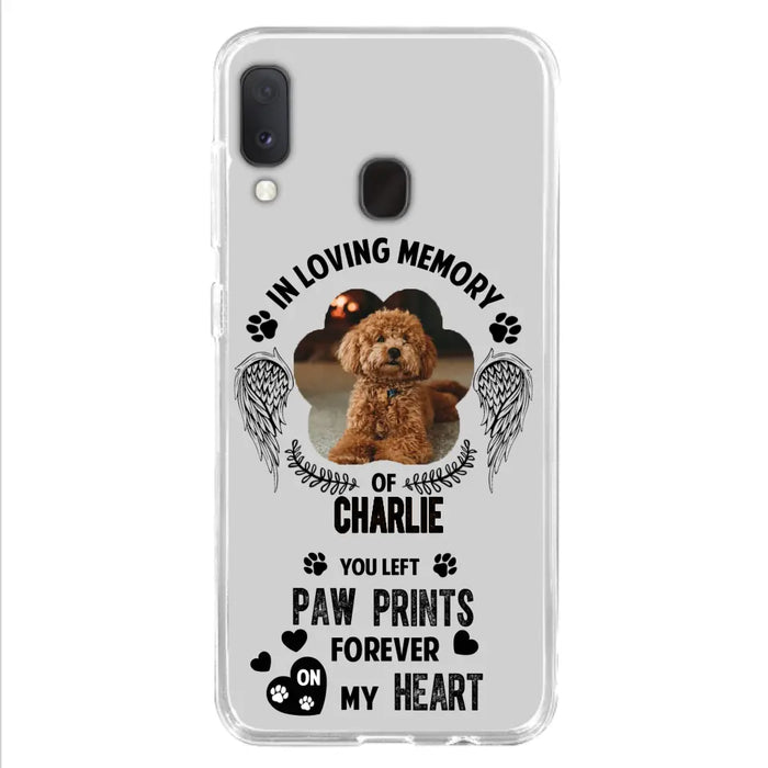 Personalized Memorial Phone Case - Upload Photo - Memorial Gift Idea For Pet Lover - You Left Paw Prints Forever On My Heart - Case For iPhone/Samsung