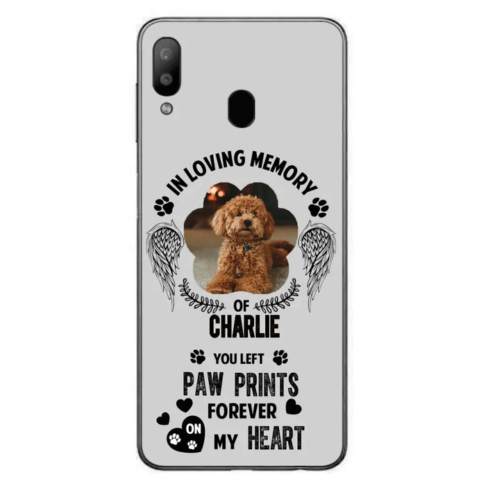 Personalized Memorial Phone Case - Upload Photo - Memorial Gift Idea For Pet Lover - You Left Paw Prints Forever On My Heart - Case For iPhone/Samsung