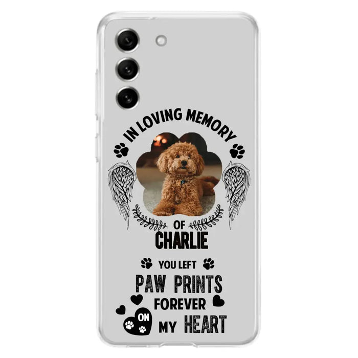 Personalized Memorial Phone Case - Upload Photo - Memorial Gift Idea For Pet Lover - You Left Paw Prints Forever On My Heart - Case For iPhone/Samsung