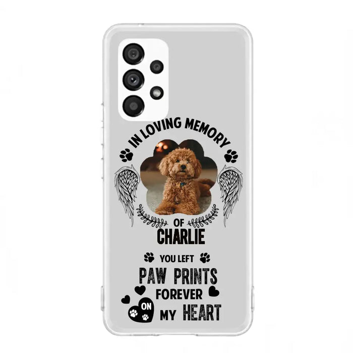 Personalized Memorial Phone Case - Upload Photo - Memorial Gift Idea For Pet Lover - You Left Paw Prints Forever On My Heart - Case For iPhone/Samsung