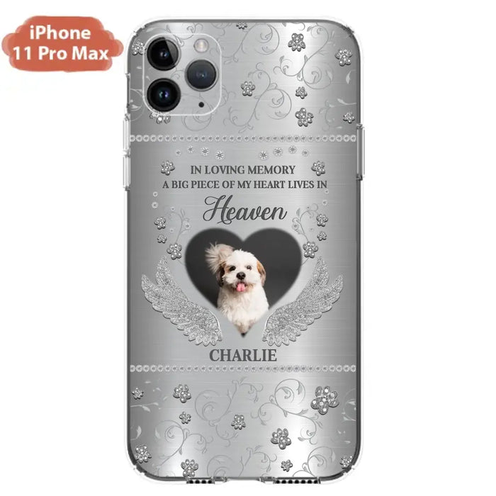 Personalized Memorial Phone Case - Upload Photo - Memorial Gift Idea For Pet Lover - A Big Piece Of My Heart Lives In Heaven - Case For iPhone/Samsung